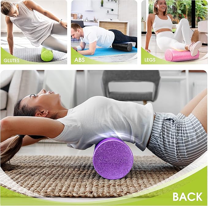 Yes4All High-Density EPP Round Back Roller Foam, Exercise Foam Roller for Yoga, Pilates & Stretching - 12, 18, 24, 36 inch - Bloomnest