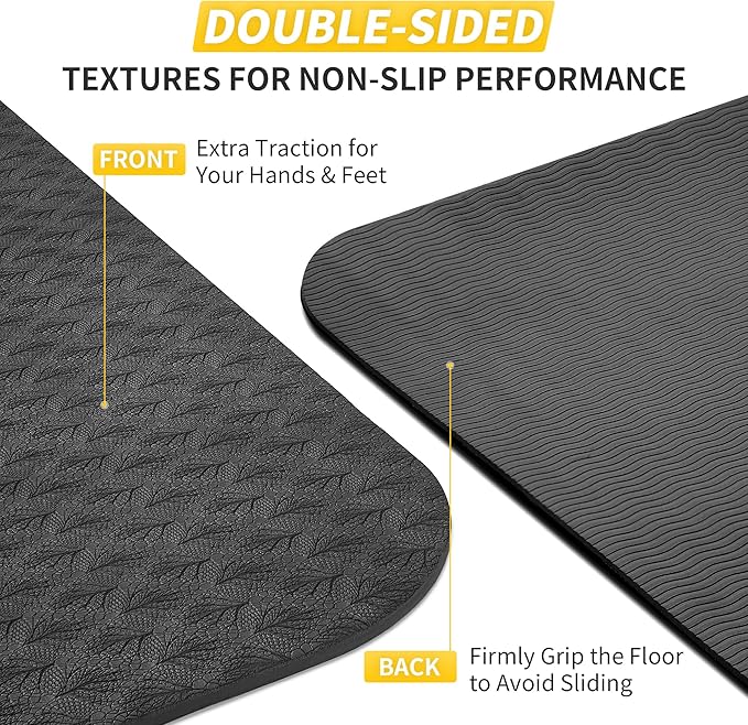 CAMBIVO Yoga Mat for Women Men Kids, 1/3 & 1/4 & 2/5 Inch Extra Thick Yoga Mat Non Slip, 72" x 24" TPE Yoga Mats, Workout Mat with Carrying Strap for Yoga, Pilates and Floor Exercises - Bloomnest