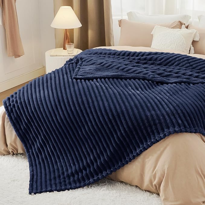 Bedsure GentleSoft Navy Blue Full Blanket for Bed - Cozy Soft Blankets for Women, Cute Large Throws for Girls, Navy, 84x90 Inches - Bloomnest