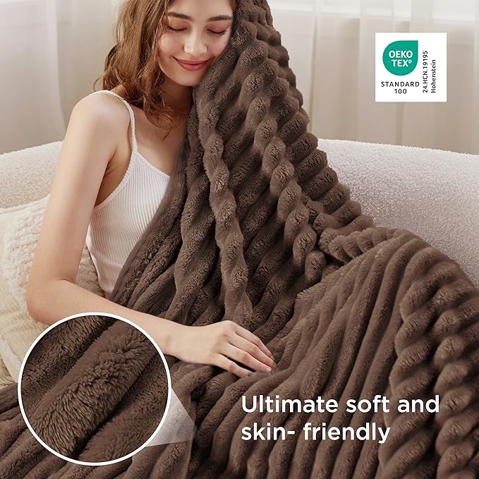 Bedsure GentleSoft Brown Fleece Blanket for Couch - Cozy Soft Blankets for Women, Cute Small Throws for Girls, 50x60 Inches - Bloomnest