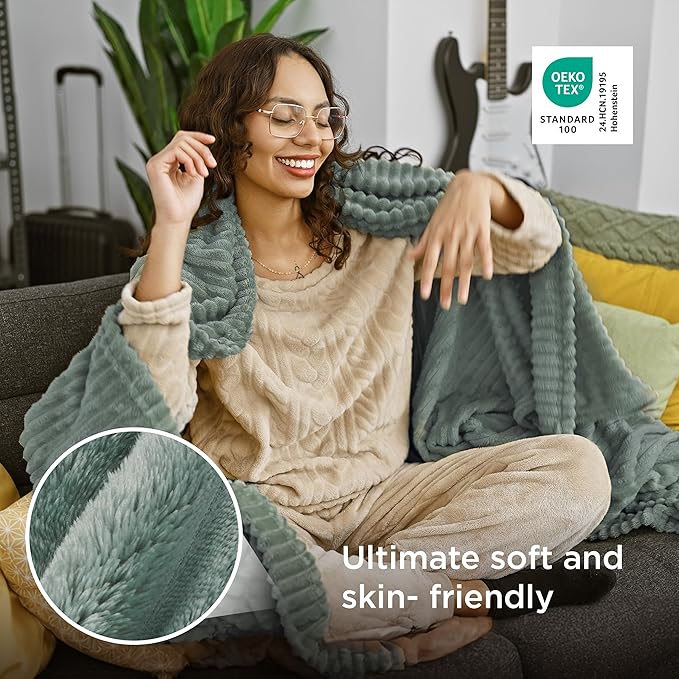 Bedsure GentleSoft Sage Green Fleece Blanket for Couch - Cozy Soft Blankets for Women, Cute Small Throws for Girls, 50x70 Inches - Bloomnest