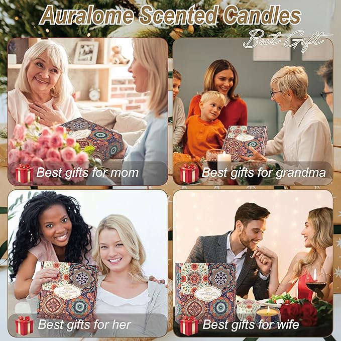 Scented Candles Gift Set - Women Candle Set Natural Soy Wax Aromatherapy Candle Small Gifts 120H Burn Time Candle 4 Pack 4.4 Oz for Christmas Birthday Mum Girl Teacher Mothers Day Bath - Bloomnest