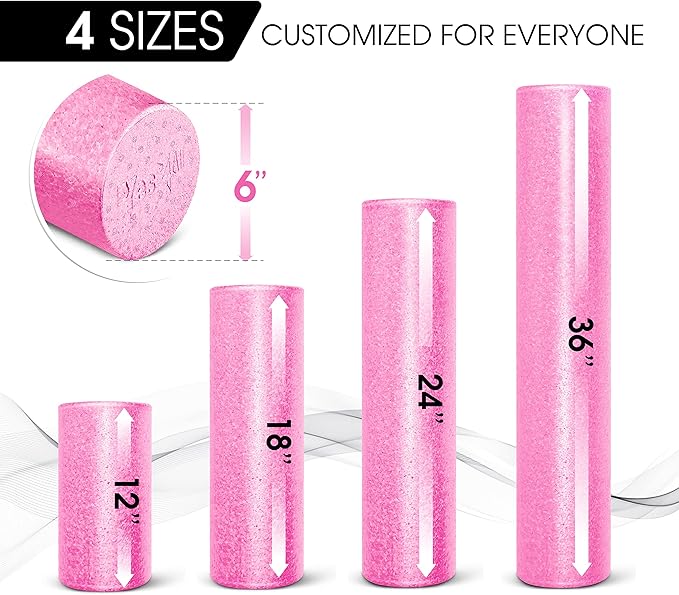 Yes4All High-Density EPP Round Back Roller Foam, Exercise Foam Roller for Yoga, Pilates & Stretching - 12, 18, 24, 36 inch - Bloomnest