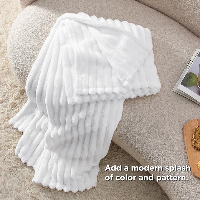 Bedsure GentleSoft White Twin XL Blanket for Bed - Cozy Soft Blankets for Women, Cute Small Fleece Throws for Girls, Birthday Gifts for Women Decor Gifts for Mom, Bright White, 66x90 Inches - Bloomnest