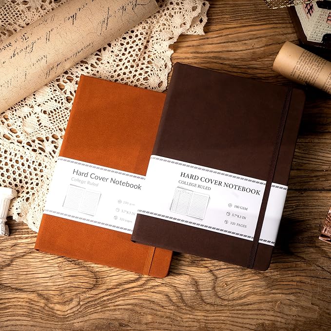 CAGIE Lined Journal Notebook for Men Women 320 Pages Leather Journals for Writing A5 Thick Hardcover Journaling Notebooks for Work Note Taking Diary, 5.7x8.3 in, Dark Brown - Bloomnest