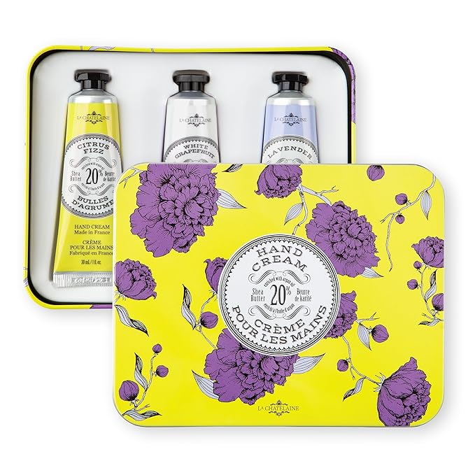 La Chatelaine Hand Cream Gift Set for Women, Mom, Sister, Travel Size, Natural Hand Cream Made in France with 20% Organic Shea Butter (Citrus Fizz, White Grapefruit, & Lavender) 3 x 1 fl. oz - Bloomnest