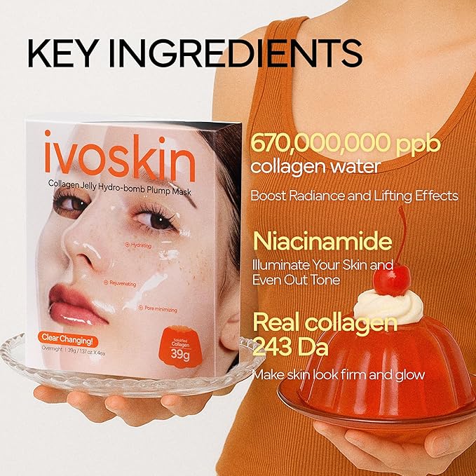 Collagen Jelly Hydro-bomb Plump Mask, Hydrating 39g x 4ea Real Collagen Mask, Firming and Moisturizing for Glow Skin, Collagen Water over 670,000 ppm - Bloomnest