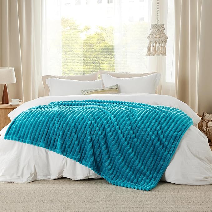 Bedsure GentleSoft Teal Fleece Blanket for Couch - Cozy Soft Blankets for Women, Cute Small Throws for Girls, 50x70 Inches - Bloomnest