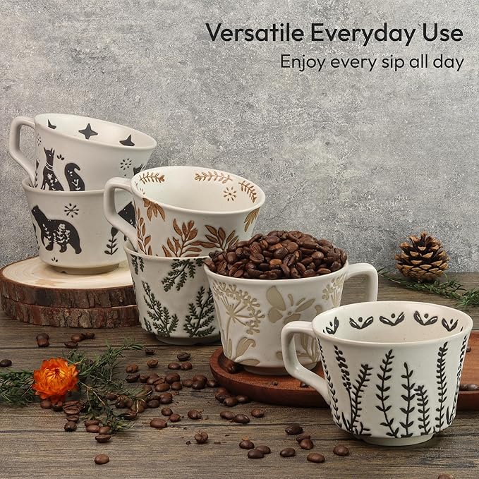 Ceramic Coffee Mug, 12 oz Novelty Unique Teacup with Handle, Stoneware Cup for Tea Mocha Latte Cappuccino Espresso (Fox) - Bloomnest