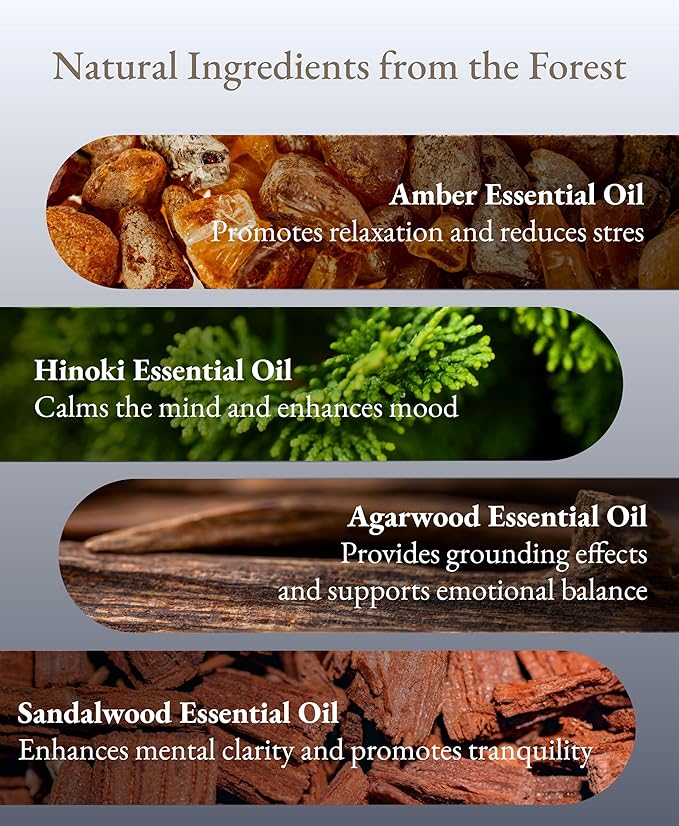 Woody Essential Oil for Men, Aromatherapy Blend with Amber, Hinoki, Agarwood, Sandalwood – Relaxing, Grounding Scent for Diffuser or Massage, 10ml - Bloomnest