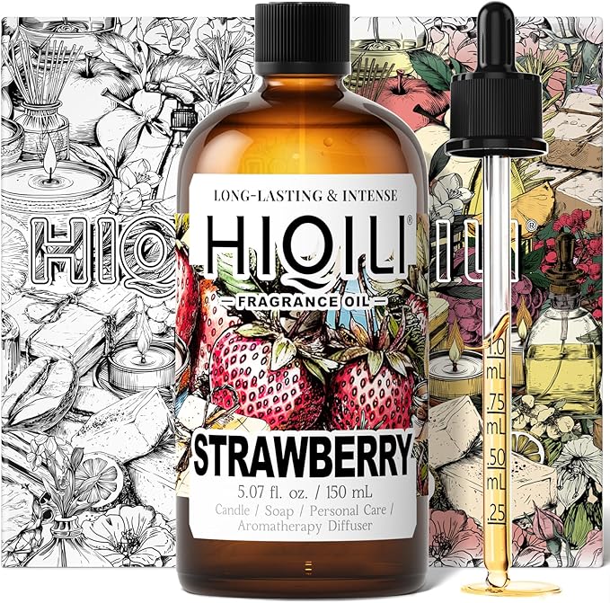 HIQILI Strawberry Fragrance Oil for Diffuser Use, Great for Candle, Soap, Body Butter Making, DIY Fruity Scent Perfume - 5.07 Fl Oz HIQILI