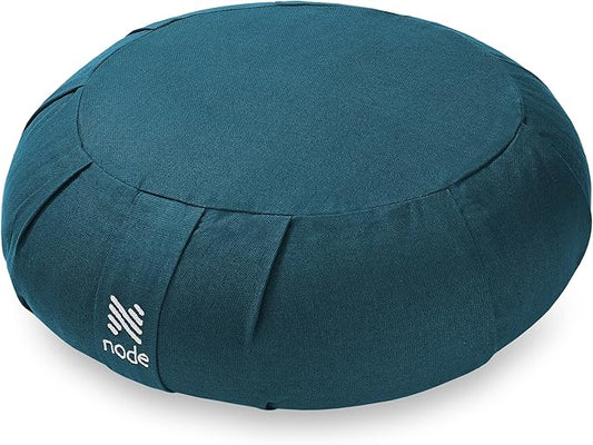 Zafu Meditation Cushion, 15" Round Buckwheat Yoga Pillow with Organic Cotton Cover - Bloomnest