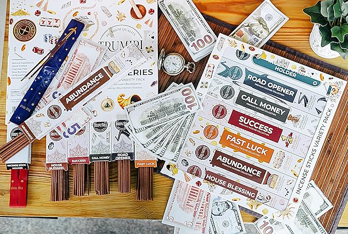 Money Incense Sticks - Total 120 Insence-Sticks (20 Inscents x 6 Insense) Inciensos Aromaticos para La Casa Incents to Attract Money Luck Success Abundance Blessing Road Opener + Incense Holder - Bloomnest
