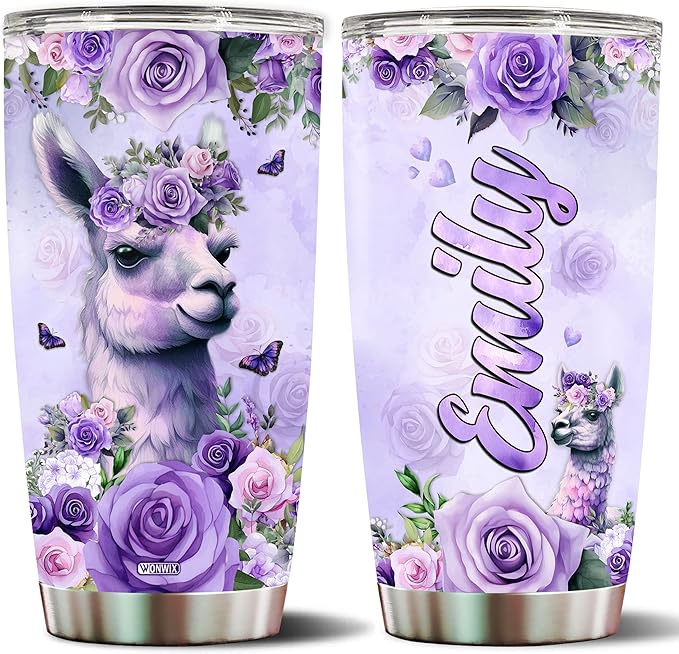 Personalized Llama Tumbler Llamas Gifts For Girls Customized Mug Cups Gift Christmas Birthday Valentine Custom Water Bottle 20oz Insulated Stainless Steel Coffee Cup With Lid Party Valentines - Bloomnest