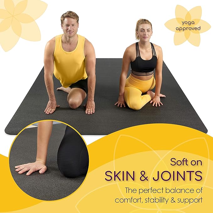 Large Yoga Mat 6'x4'x8mm Extra Thick, Durable, Eco-Friendly, Non-Slip & Odorless Barefoot Exercise and Premium Fitness Home Gym Flooring Mat by ActiveGear - Bloomnest