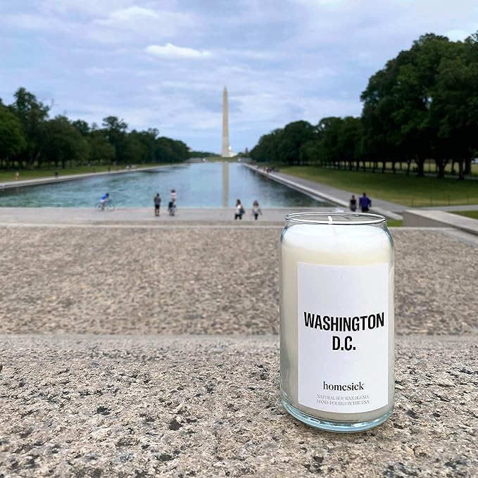 Homesick Scented Candles for Home (Washington D.C.) - 13.75 oz Long-Lasting Soy Wax Jar Candle for Women & Men for All Occasions, 60-80 Hours Burn Time - Notes of Cherry Blossom & Moss - Bloomnest