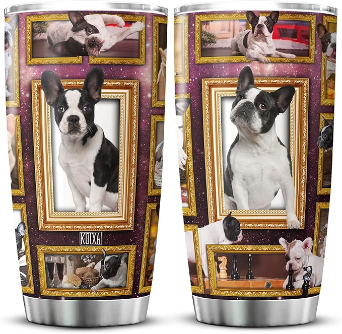French Bulldog Coffee Tumbler With Lid 20oz Cute Bull Dog Gifts Women Stainless Steel Travel Cup Birthday Present Bulldogs Pet Animal Print Insulated Mug With Dogs On It - Bloomnest