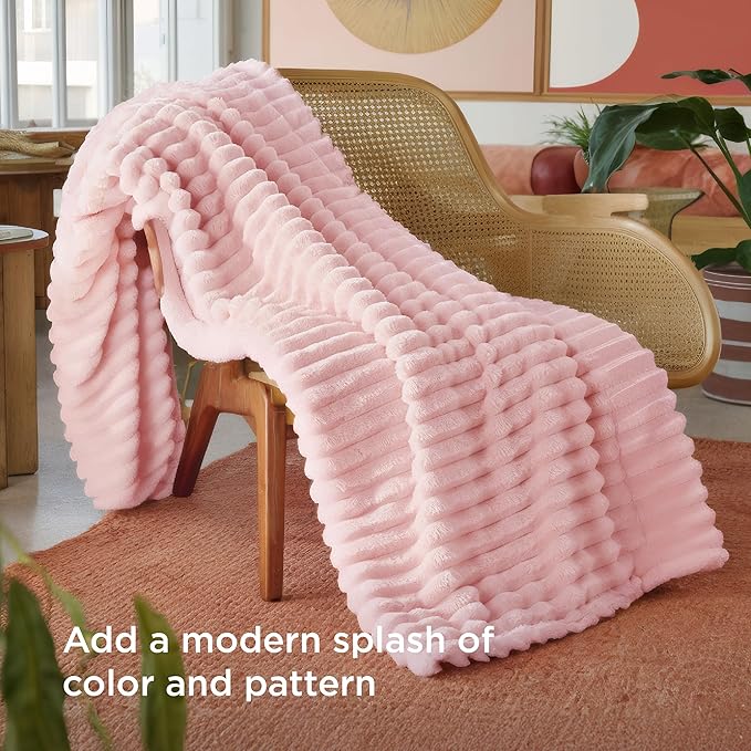 Bedsure GentleSoft Coral Pink Fleece Blanket for Couch - Super Soft Cozy Blankets for Women, Cute Small Blanket for Girls, 50x70 Inches - Bloomnest