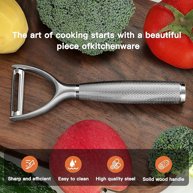 KULUNER Y-Type Vegetable Peeler, Silver Chrome Finish, 304 Stainless Steel Blade, Ultra Sharp Potato Peeler for Apples, Carrots, Heavy Duty Kitchen Peeler - Bloomnest