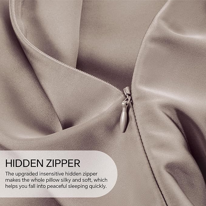 INFIIXSO Mulberry Silk Pillowcase for Hair and Skin, Silk Pillow Cases Queen Size Set of 2 with Hidden Zipper 20x30 Inches, Ultra Smooth and Soft Cooling Pillow Cases for Hot Sleepers(Caramel, 2 Pack) - Bloomnest