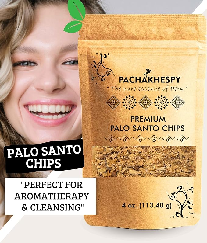 Palo Santo Incense Chips 4 oz 100% Natural Premium Incense Holy Wood Peruvian for Cleansing Relaxation Home Aroma Ethically Sourced Wild Harvested Enhance Your Yoga & Spiritual Practices Wood Chips PACHAKHESPY