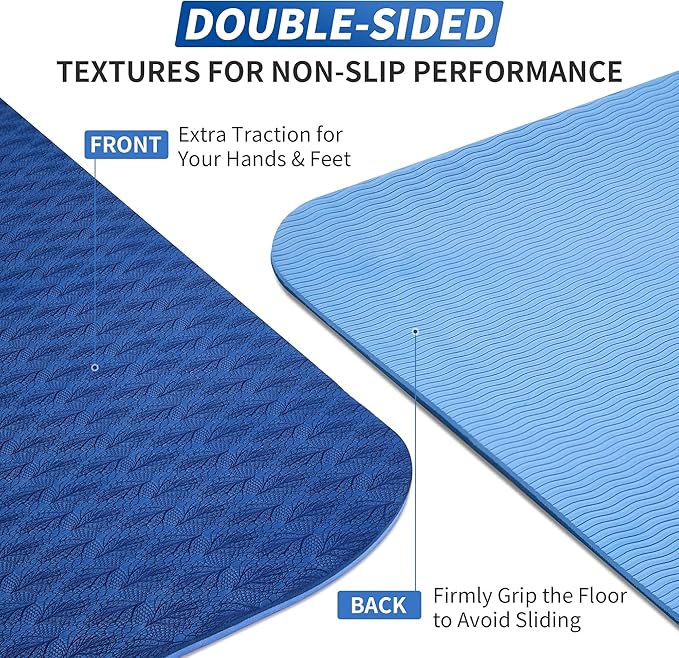 CAMBIVO Yoga Mat for Women Men Kids, 1/3 & 1/4 & 2/5 Inch Extra Thick Yoga Mat Non Slip, 72" x 24" TPE Yoga Mats, Workout Mat with Carrying Strap for Yoga, Pilates and Floor Exercises - Bloomnest