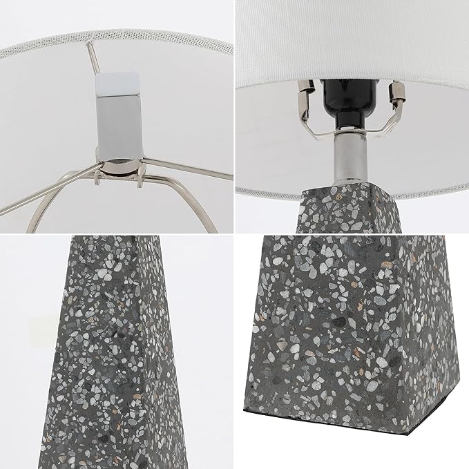 JONATHAN Y JYL1037C-SET2 Owen 20.5" Resin LED Table Lamp Contemporary, Office, Living Room, Family Room, Dining Room, Bedroom, Hallway, Foyer, Dark Gray Terrazzo (Set of 2) - Bloomnest