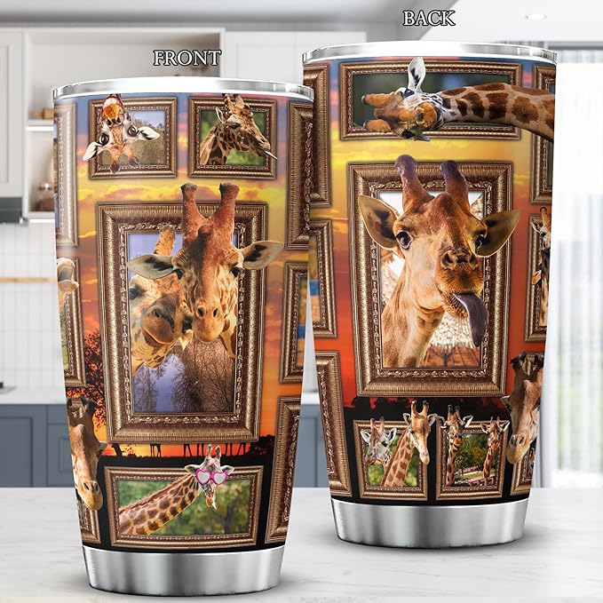 Giraffe Insulated Tumbler With Lid 20 Oz Funny Giraffes Safari Wildlife Animals Stainless Steel Travel Cup Cool Giraffe Things Birthday Gift Mug Ideas Cute Animal Tumblers - Bloomnest