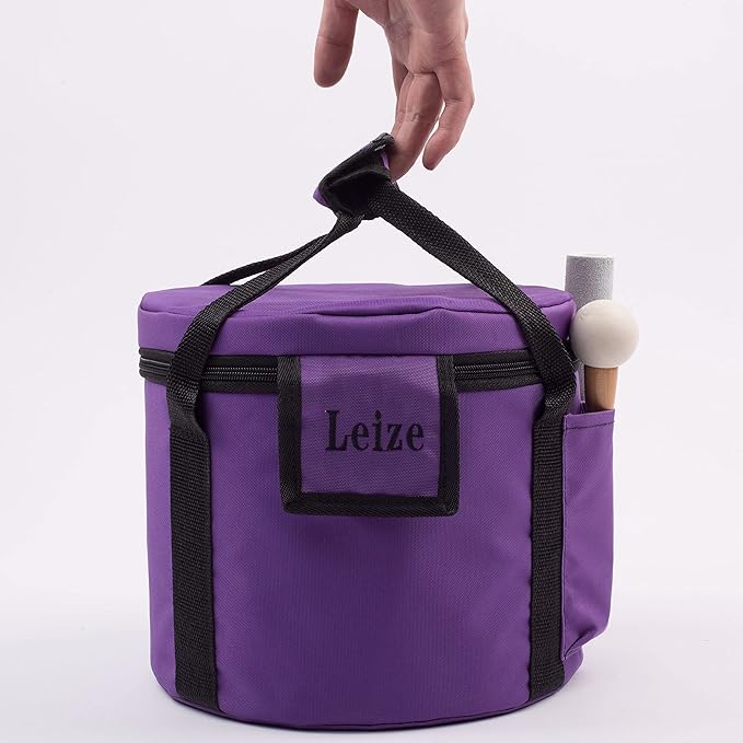 Leize 6-12 inch Gold Lotus Design Chakra Tuned 432hz Set of 7 Quartz Crystal Singing Bowls with Heavy Duty Carrying Cases and Singing Bowl Mallet Suede Strikers