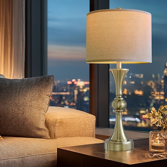 28" Table Lamps for Living Room Set of 2, Bedroom Lamps with USB A+C Ports, Modern Table Lamp,Desk Lamp, Lamps for Night Stands(Antique Bronze,No Bulbs Included) - Bloomnest