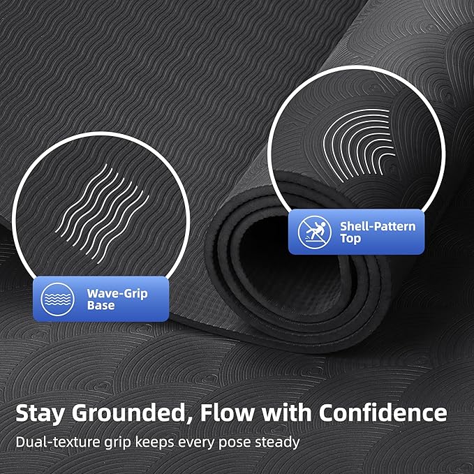 Extra Large TPE Yoga Mat 72"x35" / 78"x57" - Wide Non-Slip Mat for Yoga, Pilates & Home Gym, 6mm Thick Cushion for Comfort & Balance, Waterproof, Easy to Carry with Strap or Bag for Solo or Partner Workouts