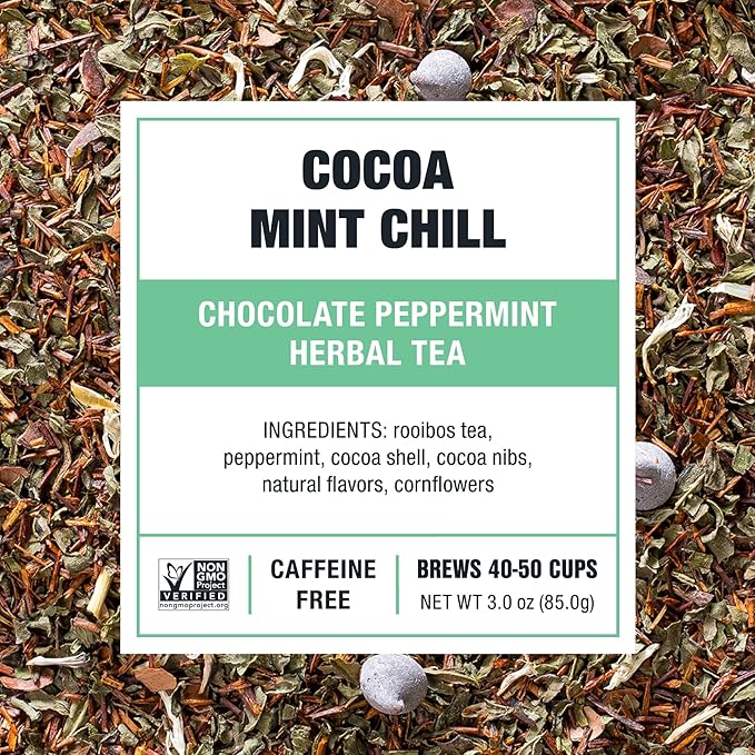 Tiesta Tea - Cocoa Mint Chill Loose Leaf Tea, Chocolate Peppermint Herbal Rooibos Blend, Non-Caffeinated, Brew Hot or Iced, Refillable Tin, Makes Up to 50 Cups, 3 Ounce - Bloomnest