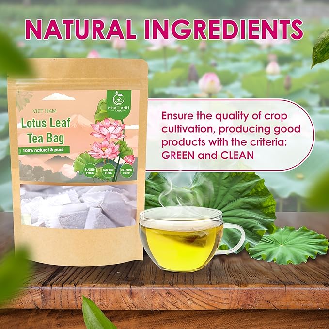 NHAT ANH FARM - Premium Lotus Leaf Tea Bags, 40 Teabags, 100% Natural, Hand-Selected Lotus Leaf Tea Bags, No Additives, Sugar-Free,Caffeine-Free. Good For Your Health. - Bloomnest