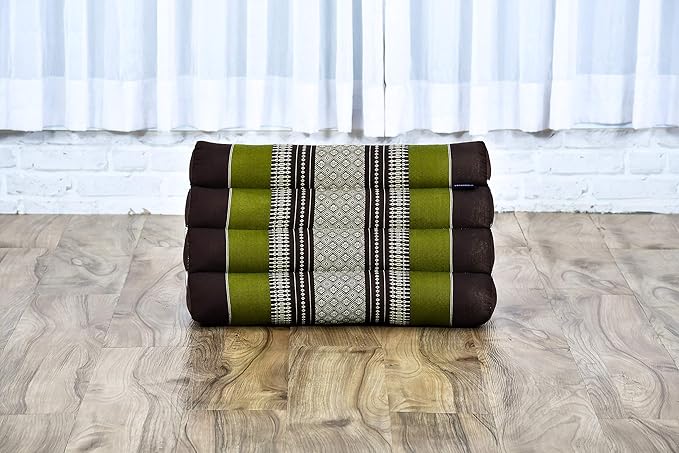 Leewadee Triangle Cushion – Comfortable Backrest for TV or Reading, Incline Pillow for Relaxing Made of Kapok, 20 x 13 x 13 inches, Brown Green - Bloomnest