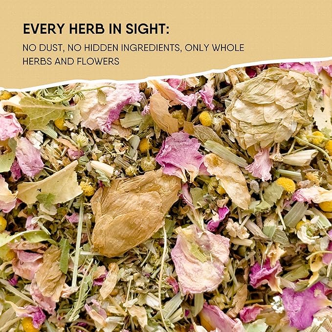 Sleep Aid Herbal Tea – Organic Calming Blend with Lemon Balm, Lavender, Linden, Chamomile, California Poppy, Passionflower, and Verbena – Supports Deep Sleep, Stress Relief and Relaxation - Bloomnest
