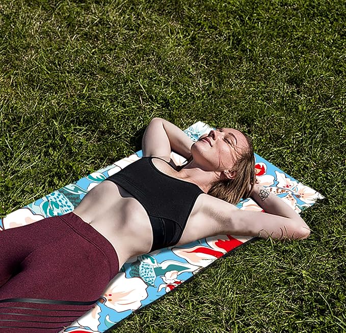 nuveti Yoga Mat Print Extra Thick TPE Non Slip Fitness Exercise Mat with Carrying Bag,72"x24" Extra Thick 6MM Exercise & Workout Mat for Yoga, Pilates Fitness and Floor Exercises - Bloomnest