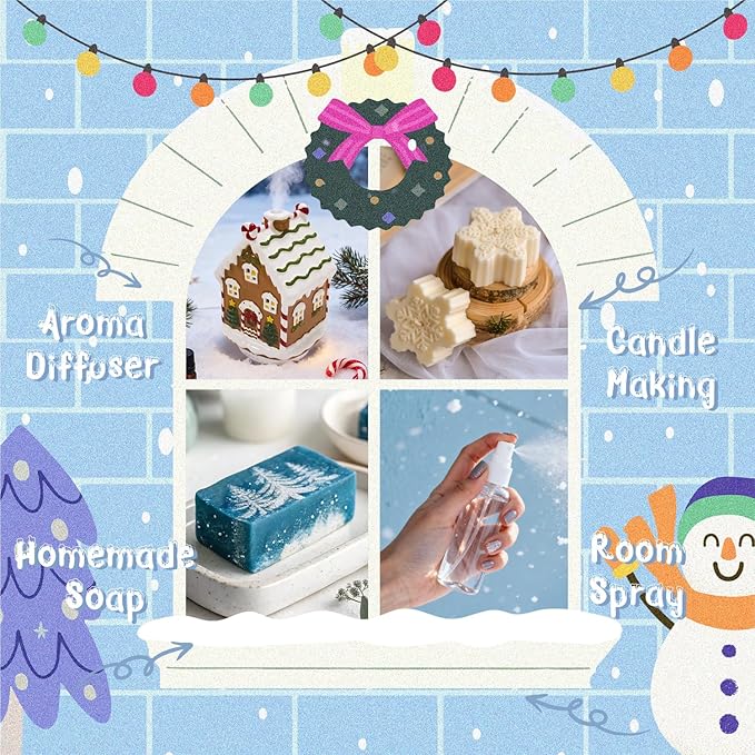 Winter Essential Oils Set, ARVIDSSON Holiday Fragrance Oil for Diffuser, Cinnamon, Christmas Wreath, Apple Cider, Gingerbread, Cranberry, Winter Mint Scented Oils for Home - Bloomnest