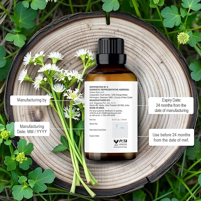 Majestic Pure Essential Oil with Glass Dropper - 100% Pure and Natural - Essential Oils for Diffuser, Aromatherapy, Soap and Candle Making, Angelica Root Essential Oil, Angelica Root Oil, 0.3 Fl Oz - Bloomnest