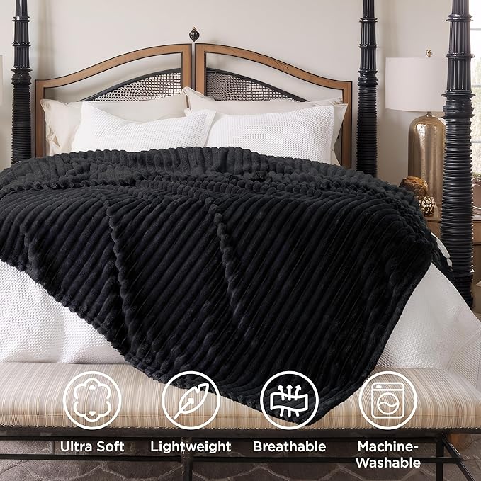 Bedsure GentleSoft Black California King Size Blanket for Bed - Cozy Soft Blankets for Women, Cute Large Throws for Girls, 102x96 Inches - Bloomnest