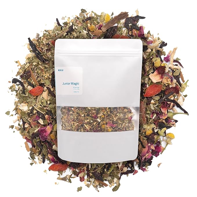 Kilu Junior Magic Kids Herbal Tea - 100% Organic - Calming, Refreshing, Focus & Immunity-boosting Tea for Children - Loose Leaf - 45 Servings - Bloomnest