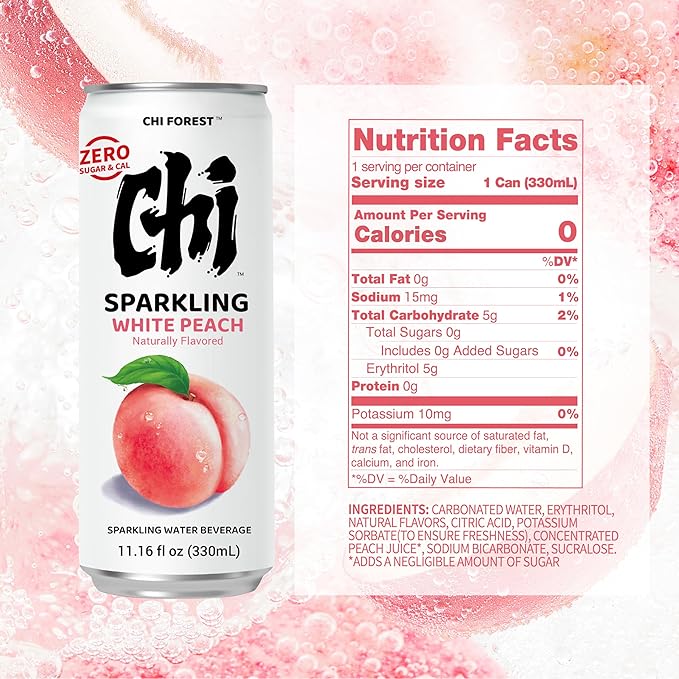 CHI FOREST White Peach Sparkling Water (11.16 oz* 24) - Bloomnest