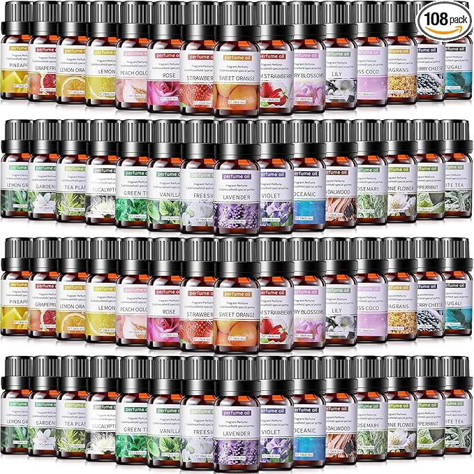Nuanchu 108 Pcs Essential Oils Set 10ml Fragrance Oil Aromatherapy Kit for Diffuser Humidifier Aromatherapy-Oils for Candle Making - Bloomnest