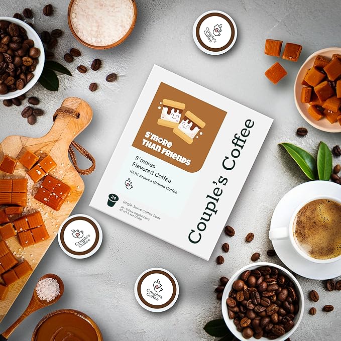 Couple's Coffee K-Cups | S'more Flavored Coffee | Gives Back to Military Families | S'more Than Friends | Gourmet Coffee with Chocolate and Marshmallow Flavors | Compatible with K-Cups & Single Serve Brewers | 24 Count - Bloomnest