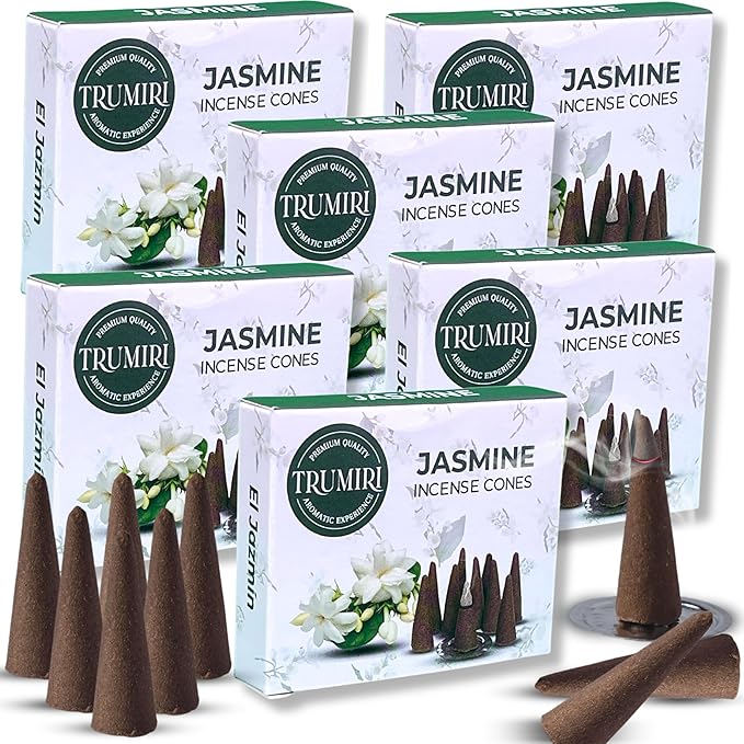 Jasmine Incense Cones - Total 60 Cones - Six Packs of 10, Scented TRUMIRI