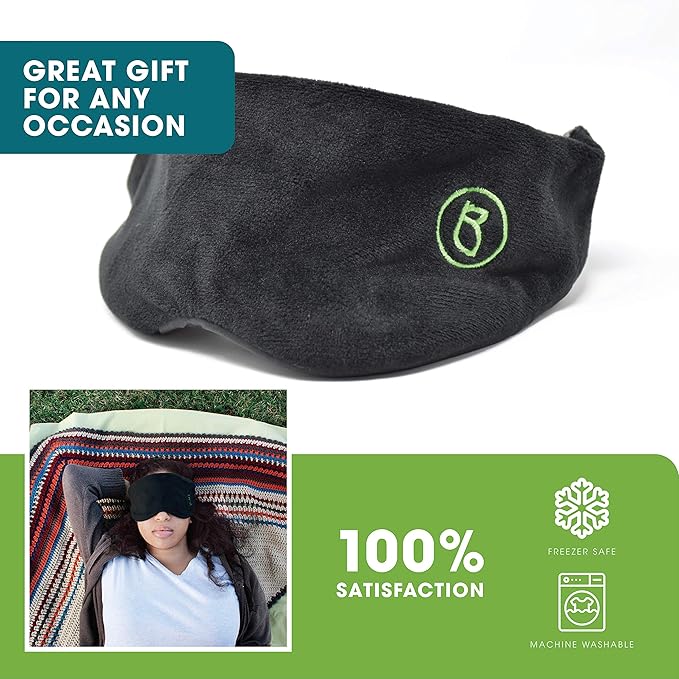 BARMY Weighted Sleep Mask for Women and Men (0.8lb/13oz) Weighted Eye Mask for Sleeping, Eye Cover Blocks Light Helps Relaxation and Night Sleep, Comfortable Blackout Sleeping Mask, Black - Bloomnest