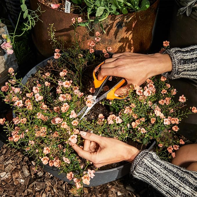 Fiskars Comfort Loop Pruning Snips, Garden Gifts for Women, Extra Large SoftGrip Handle, Yard and Garden Tools 7", Orange/Black - Bloomnest