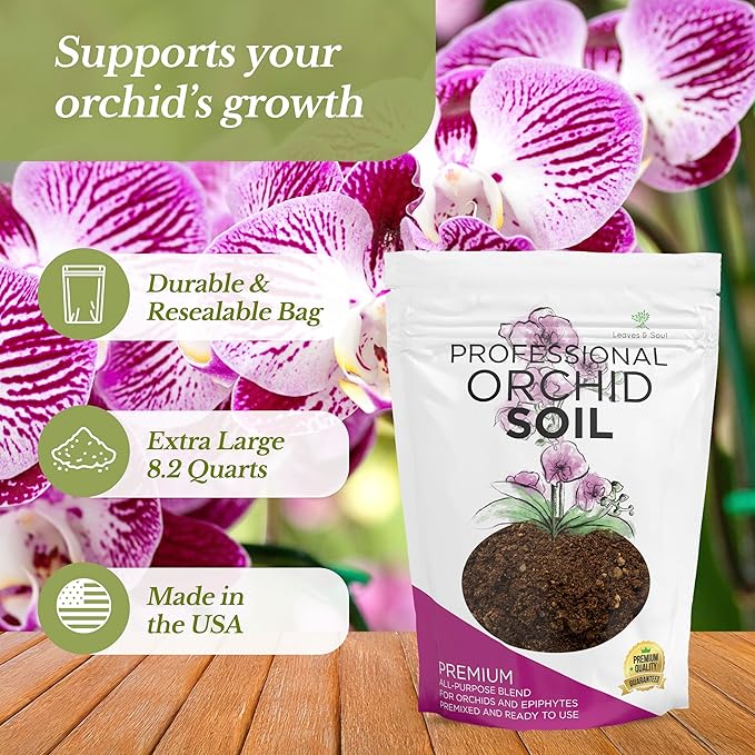 Large Bag Orchid Soil Premium All Purpose Blend | Ready to Use for Orchids, Bromeliads, Epiphytic Plants | Lava, Calcined Clay and Pinebark | Extra Large 8.2 Quarts | Made in USA - Bloomnest