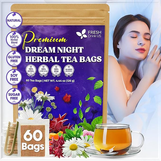 Refreshing Mint Herbal 60 Tea Bags – Special Blend Of Spearmint and Peppermint with Chamomile, and Top Herbal Ingredients for Digestive Comfort & Relaxation, Caffeine-Free, Naturally Sweet, Non GMO - Bloomnest