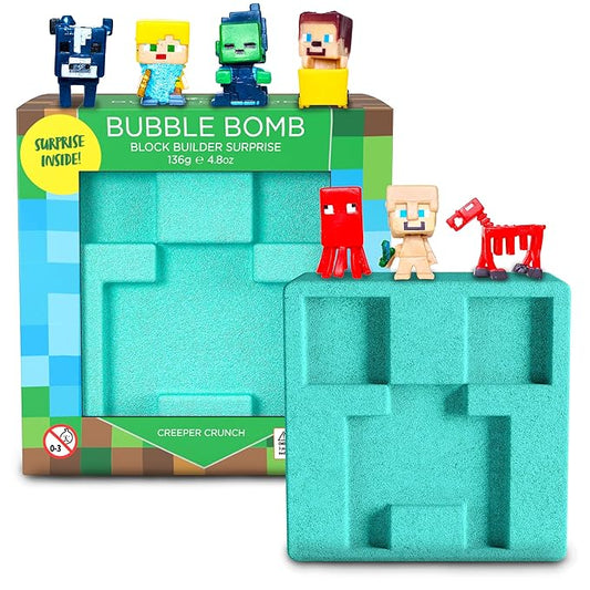 TNT Creeper Bath Bomb for Kids with Block Builder Surprise Figure Inside (1 Pack) – Large Fizzy Bubble Mine Bomb for Boys & Girls – Fruity Scent, Skin-Safe, Made in USA - by Two Sisters - Bloomnest
