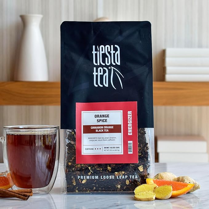 Tiesta Tea - Orange Spice Tea, Loose Leaf, Cinnamon Orange Black Tea, Premium High Caffeine Tea Blend, Make Hot or Iced & Up to 200 Cups, 16 oz Resealable Bulk Pouch - Bloomnest